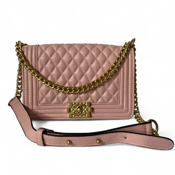 Chanel Small Gold Enchained Quilted Boy Flap Bag in Pink - Picture 2 of 15